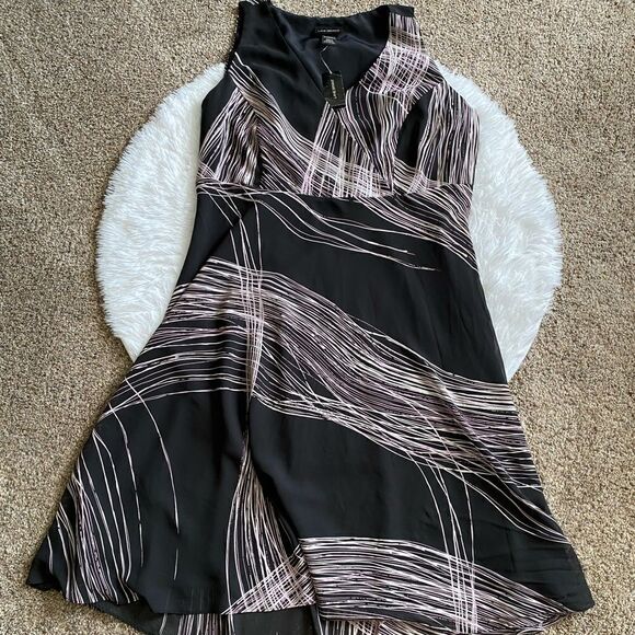 Lane Bryant Dress New Black Pink Flowy Womens Size 16 - Picture 1 of 6